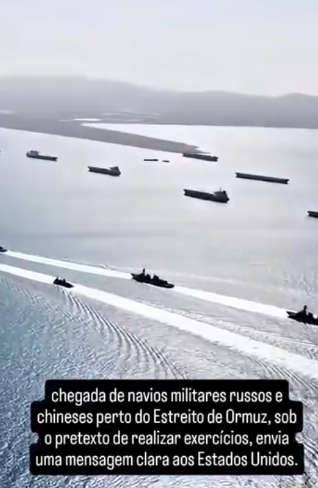 Chegada de navios militares russos e chineses perto do Estreito de Ormuz, sob o pretexto de realizar exercícios, envia uma mensagem clara aos Estados Unidos.#noticias #usa🇺🇸 #china🇨🇳 #treinamento #mensagem