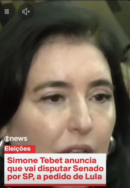 A ministra do Planejamento, Simone Tebet (MDB-MS), anunciou nesta quinta-feira (12) que vai disputar uma vaga no Senado nas eleições deste ano por São Paulo. Tebet disse que o presidente Lula pediu claramente para ela aceitar a missão.