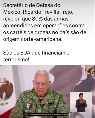 Os USA são fornecedores de armas aos grupos narcotraficantes.