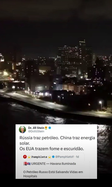 Imagens de Havana mostram que Cuba restabeleceu energia após ajuda da Rússia e da China.