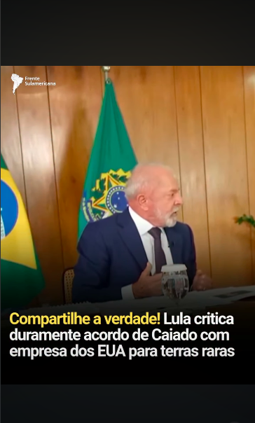 O presidente Luiz Inácio Lula da Silva criticou um possível acordo envolvendo a exploração de terras raras em Goiás