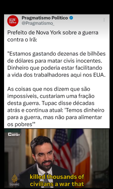 O prefeito de Nova York, Zohran Mamdani, afirmou que sua oposição à guerra contra o Irã