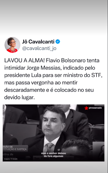Flavio Bolsonaro tenta intimidar Jorge Messias mas passa vergonha ao mentir descaradamente
