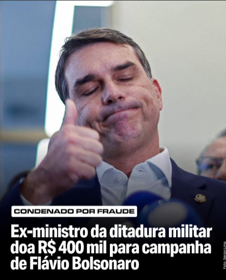 Ex-ministro da ditadura militar doa R$400 mil para campanha de Flávio Bolsonaro